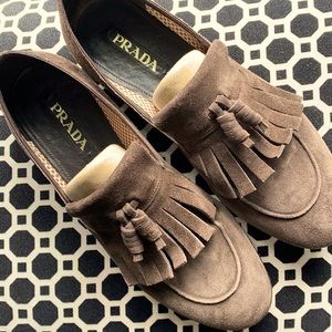 Prada Suede Tassled Loafers